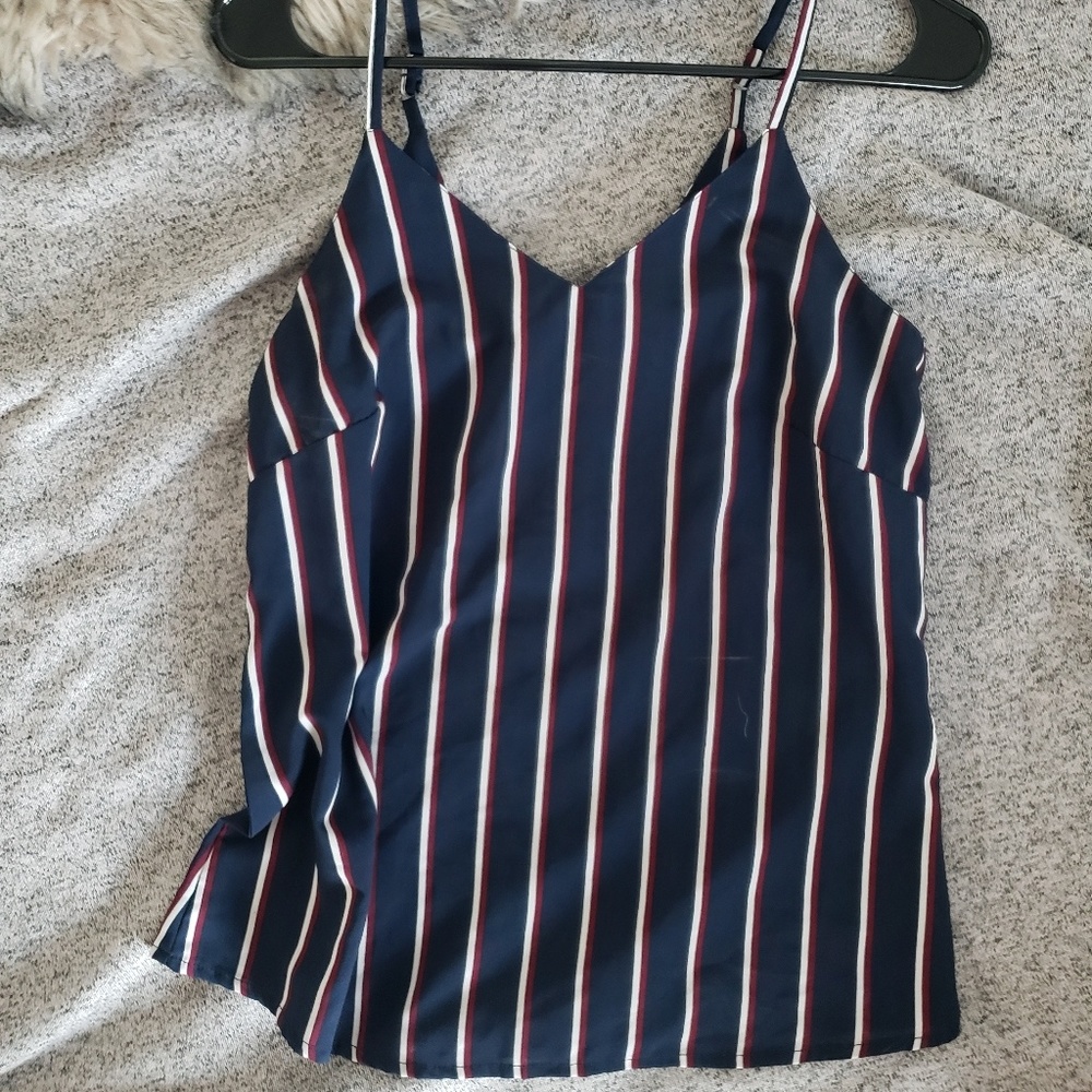 Japna Blue/red/white Striped Tank Top Sz S Blouse